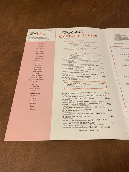 Topinkas Country House - Menu